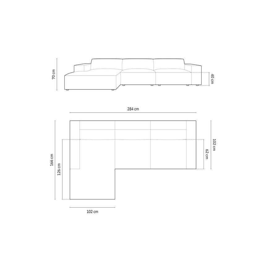 Chicago 4-Sitzer Ecksofa, Linke Seite, aus Samt in Grün (Bluvel 77), 284x166x70 cm von Cosmopolitan Design – Bild 2