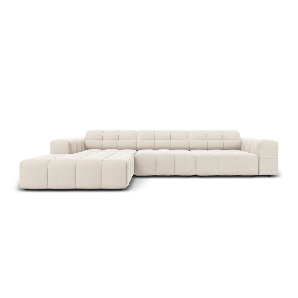 Chicago 4-Sitzer Ecksofa, Linke Seite, aus Samt in Hellbeige (Bluvel 22), 284x166x70 cm von Cosmopolitan Design – Bild 1