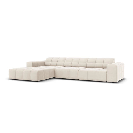 Chicago 4-Sitzer Ecksofa, Linke Seite, aus Samt in Hellbeige (Bluvel 22), 284x166x70 cm von Cosmopolitan Design – Bild 3