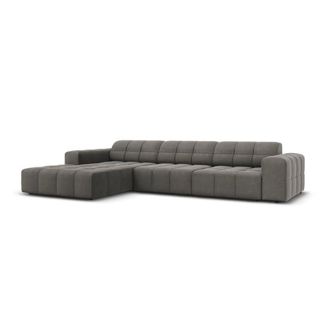 Chicago 4-Sitzer Ecksofa, Linke Seite, aus Samt in Hellgrau (Bluvel 13), 284x166x70 cm von Cosmopolitan Design – Bild 3