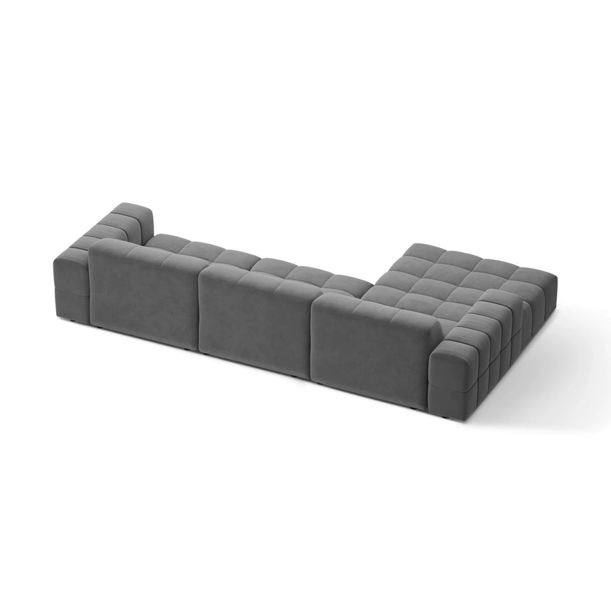 Chicago 4-Sitzer Ecksofa, Linke Seite, aus Samt in Hellgrau (Venus 2929), 294x167 cm von Cosmopolitan Design – Bild 4