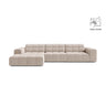 Chicago 4-Sitzer Ecksofa, Linke Seite, aus Samt in Leichtes Beige (Venus 2927), 294x167 cm von Cosmopolitan Design – Bild 1