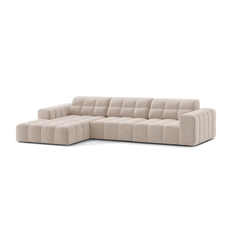 Chicago 4-Sitzer Ecksofa, Linke Seite, aus Samt in Leichtes Beige (Venus 2927), 294x167 cm von Cosmopolitan Design – Bild 3