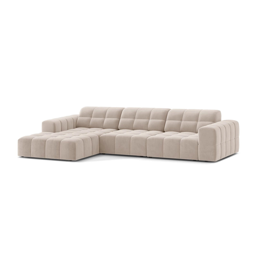 Chicago 4-Sitzer Ecksofa, Linke Seite, aus Samt in Leichtes Beige (Venus 2927), 294x167 cm von Cosmopolitan Design – Bild 3
