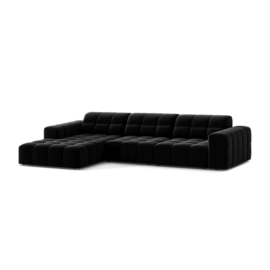 Chicago 4-Sitzer Ecksofa, Linke Seite, aus Samt in Schwarz (Venus 2923), 294x167 cm von Cosmopolitan Design – Bild 3