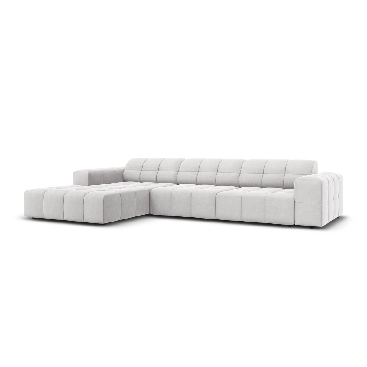 Chicago 4-Sitzer Ecksofa, Linke Seite, aus Samt in Silber (Bluvel 03), 284x166x70 cm von Cosmopolitan Design – Bild 3