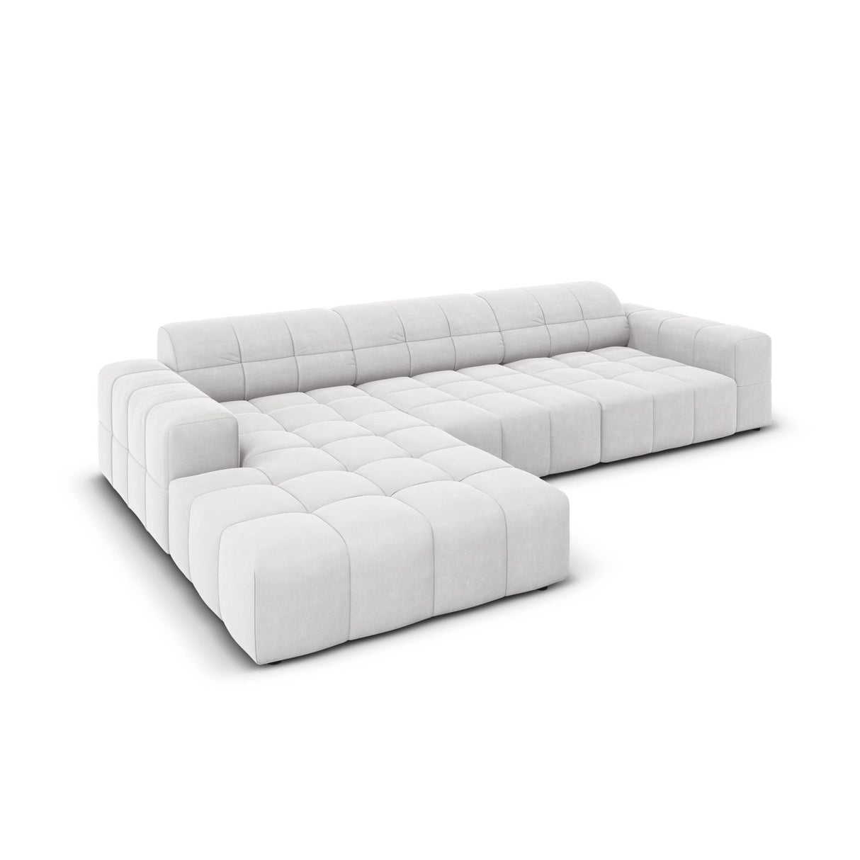 Chicago 4-Sitzer Ecksofa, Linke Seite, aus Samt in Silber (Bluvel 03), 284x166x70 cm von Cosmopolitan Design – Bild 4