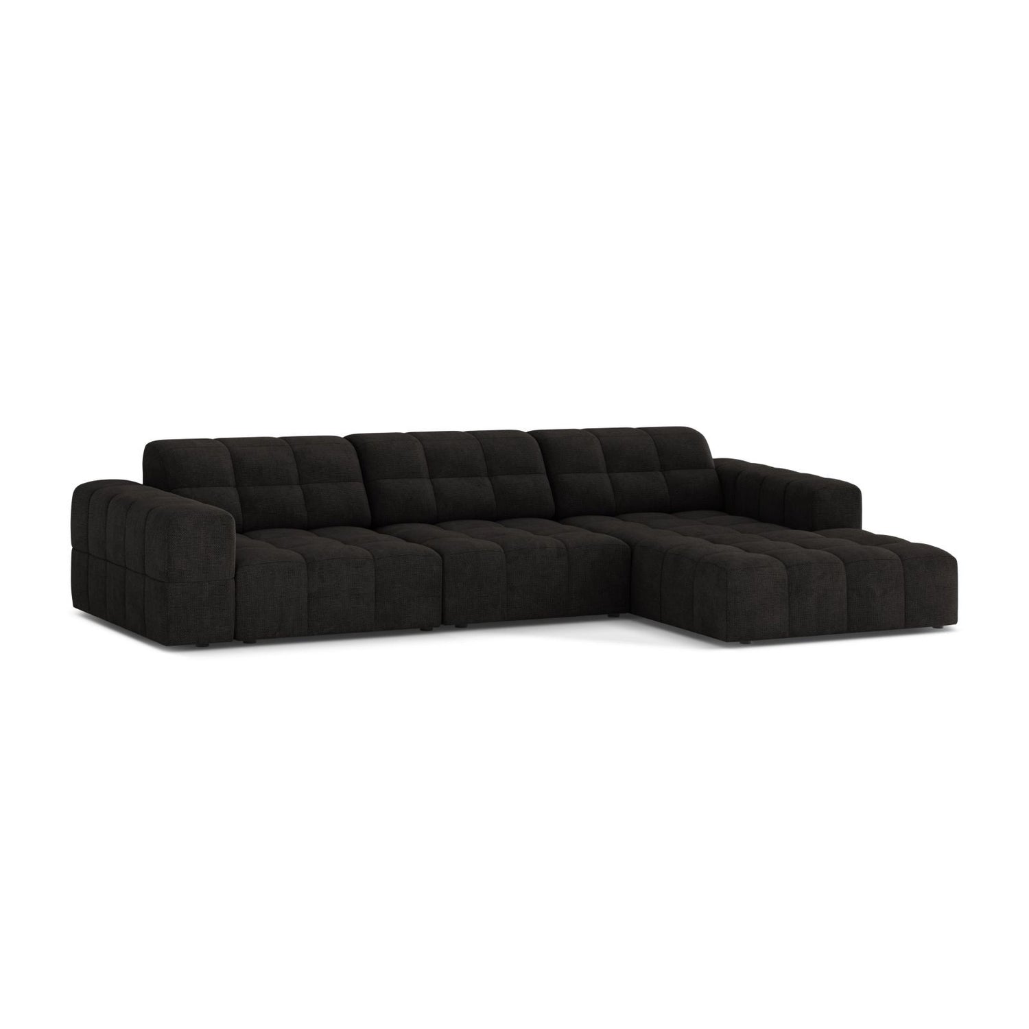 Chicago 4-Sitzer Ecksofa, Rechte Seite, aus Chenille in Anthrazit (Eden 21 Black), 294x167 cm von Cosmopolitan Design – Bild 3