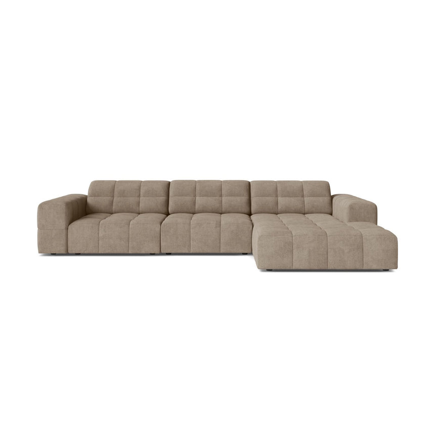 Chicago 4-Sitzer Ecksofa, Rechte Seite, aus Chenille in Dunkelbeige (Eden 4 Beige), 294x167 cm von Cosmopolitan Design – Bild 1
