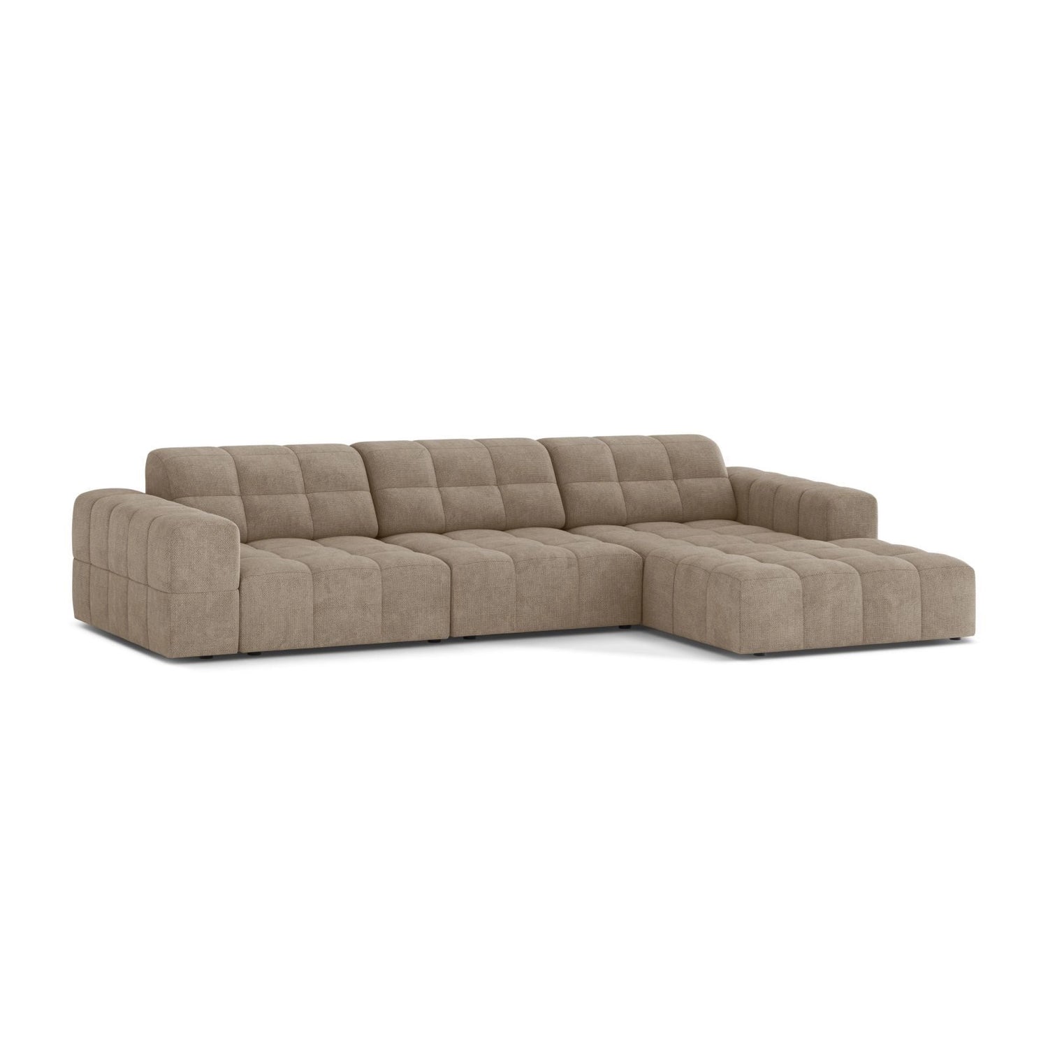 Chicago 4-Sitzer Ecksofa, Rechte Seite, aus Chenille in Dunkelbeige (Eden 4 Beige), 294x167 cm von Cosmopolitan Design – Bild 3