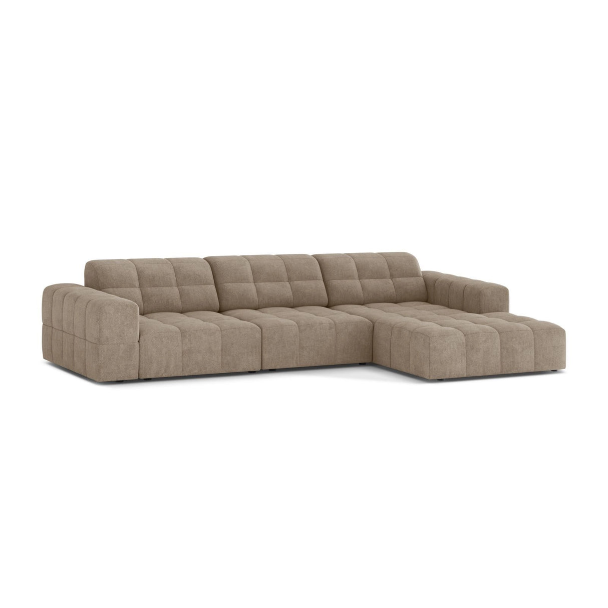 Chicago 4-Sitzer Ecksofa, Rechte Seite, aus Chenille in Dunkelbeige (Eden 4 Beige), 294x167 cm von Cosmopolitan Design – Bild 3