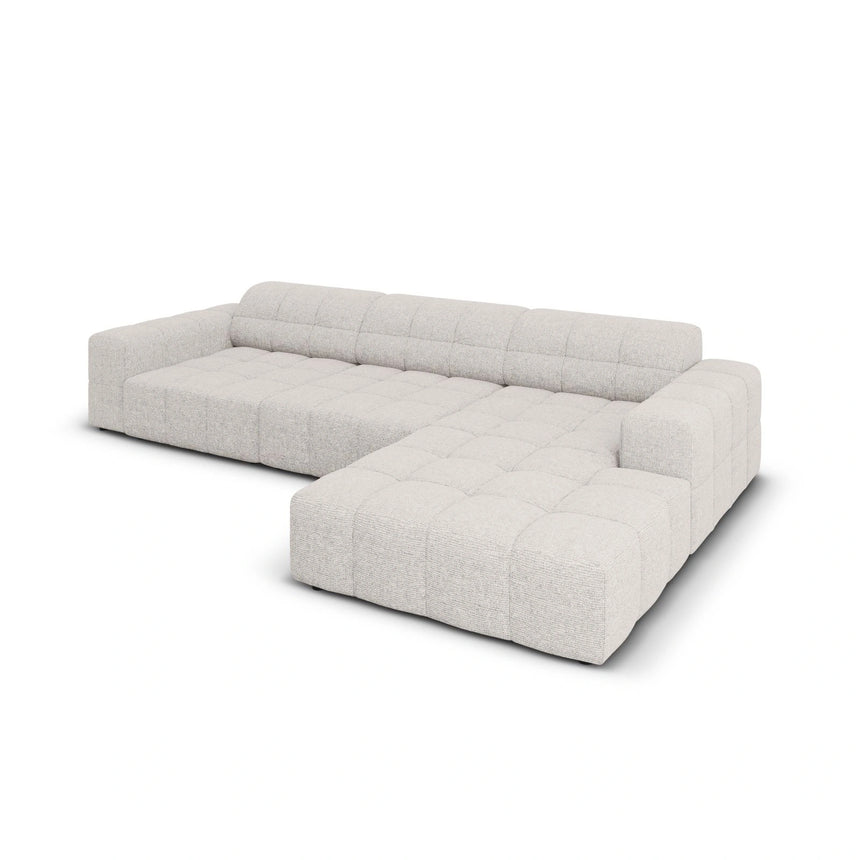 Chicago 4-Sitzer Ecksofa, Rechte Seite, aus Chenille in Hellgrau (Haga 06), 284x166x70 cm von Cosmopolitan Design – Bild 4