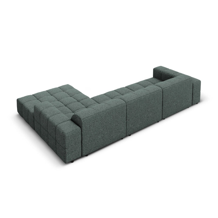 Chicago 4-Sitzer Ecksofa, Rechte Seite, aus Chenille in Petrol (Haga 78), 284x166x70 cm von Cosmopolitan Design – Bild 5