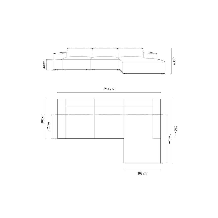 Chicago 4-Sitzer Ecksofa, Rechte Seite, aus Chenille in Schwarz (Haga 19), 284x166x70 cm von Cosmopolitan Design – Bild 2