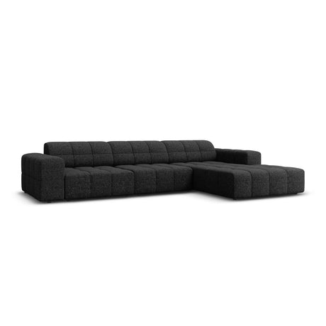 Chicago 4-Sitzer Ecksofa, Rechte Seite, aus Chenille in Schwarz (Haga 19), 284x166x70 cm von Cosmopolitan Design – Bild 3