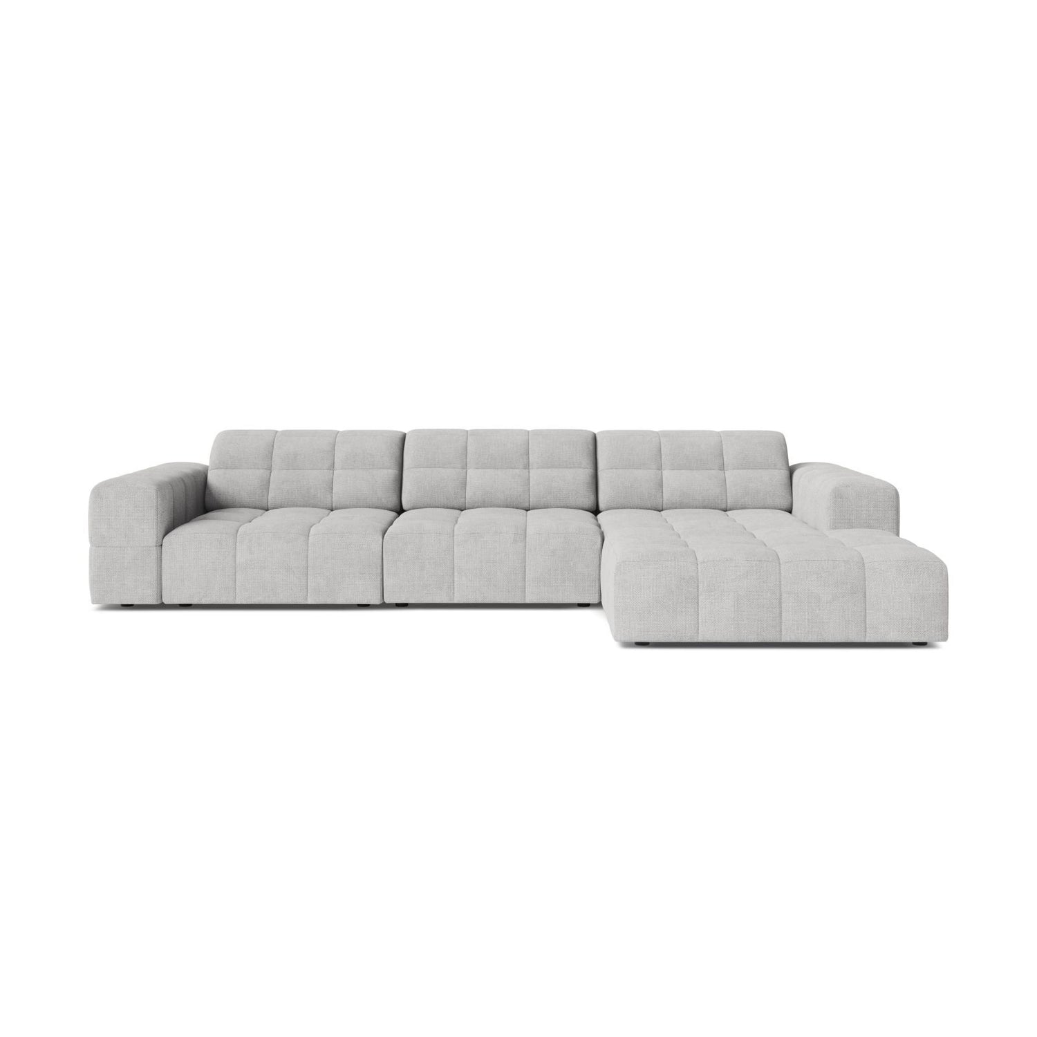 Chicago 4-Sitzer Ecksofa, Rechte Seite, aus Chenille in Silber (Eden 17 Silver), 294x167 cm von Cosmopolitan Design – Bild 1