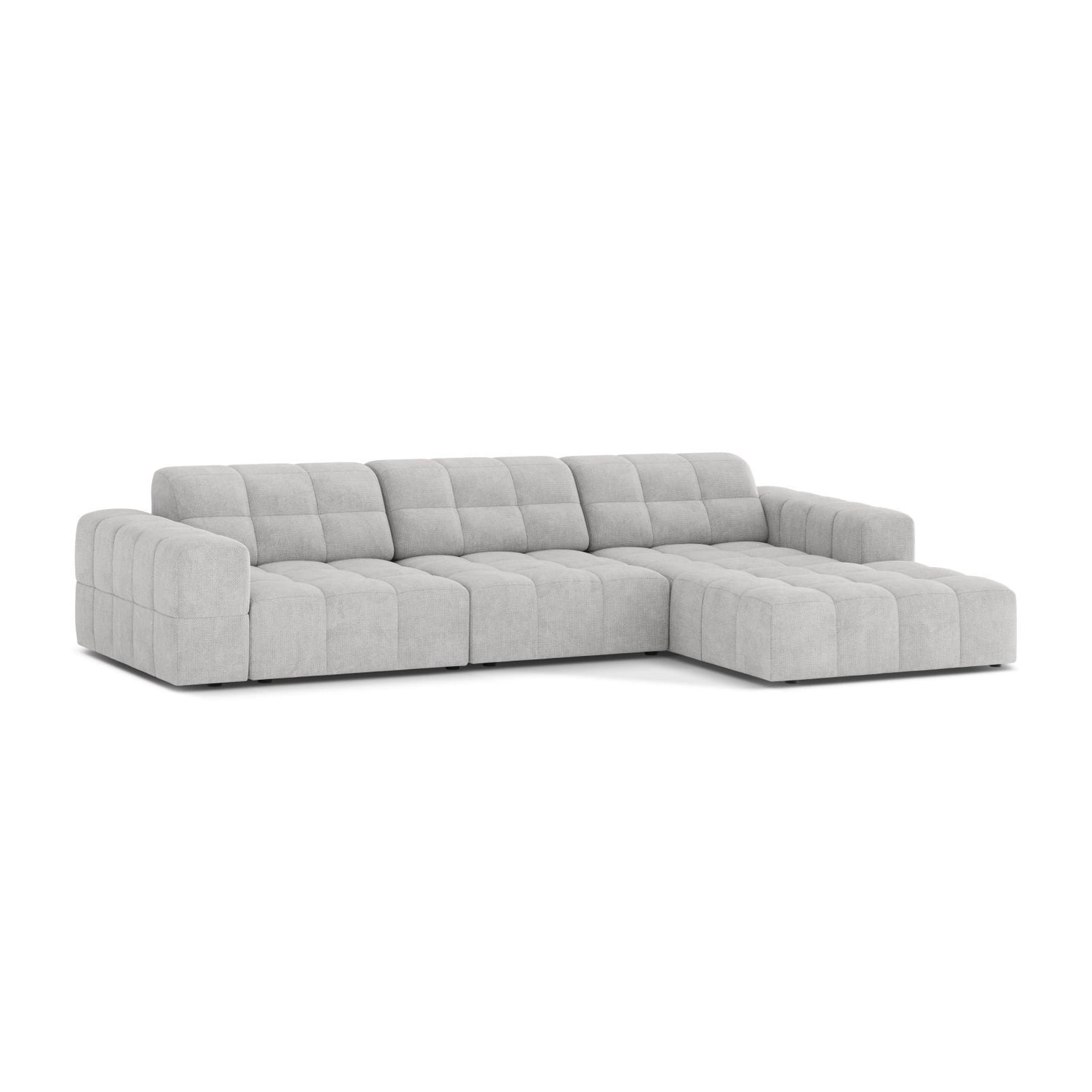 Chicago 4-Sitzer Ecksofa, Rechte Seite, aus Chenille in Silber (Eden 17 Silver), 294x167 cm von Cosmopolitan Design – Bild 3