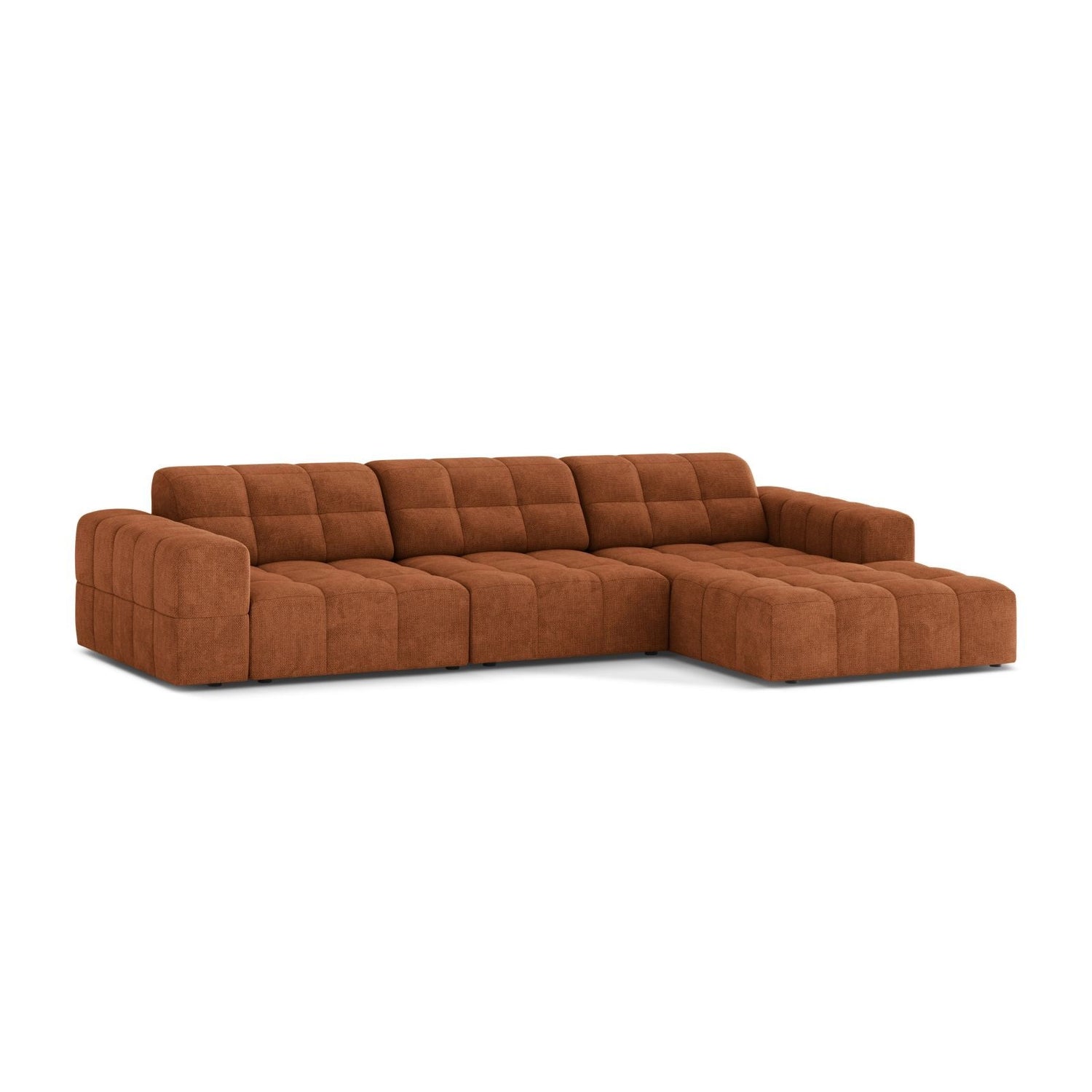 Chicago 4-Sitzer Ecksofa, Rechte Seite, aus Chenille in Ziegel (Eden 10 Terra), 294x167 cm von Cosmopolitan Design – Bild 3