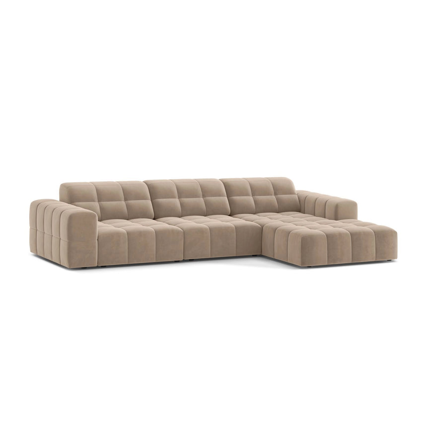 Chicago 4-Sitzer Ecksofa, Rechte Seite, aus Samt in Beige (Venus 2928), 294x167 cm von Cosmopolitan Design – Bild 3
