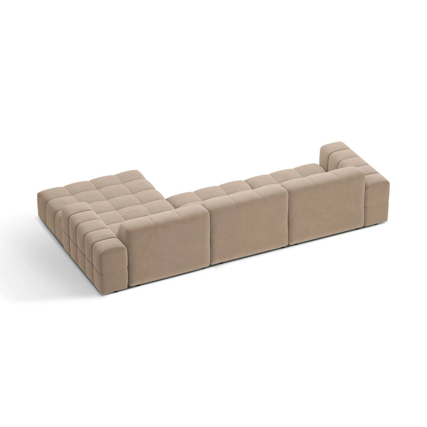 Chicago 4-Sitzer Ecksofa, Rechte Seite, aus Samt in Beige (Venus 2928), 294x167 cm von Cosmopolitan Design – Bild 4