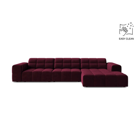 Chicago 4-Sitzer Ecksofa, Rechte Seite, aus Samt in Burgund (Venus 2932), 294x167 cm von Cosmopolitan Design – Bild 1