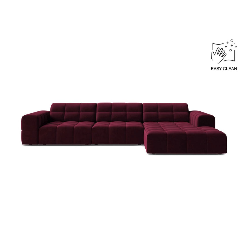 Chicago 4-Sitzer Ecksofa, Rechte Seite, aus Samt in Burgund (Venus 2932), 294x167 cm von Cosmopolitan Design – Bild 1