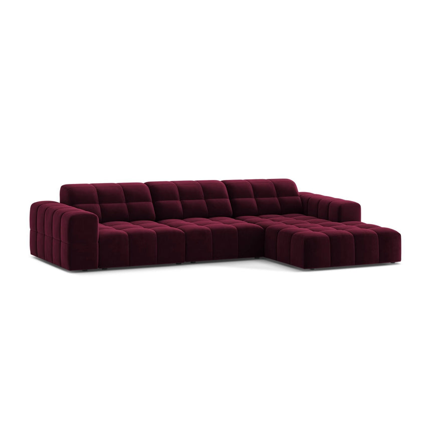 Chicago 4-Sitzer Ecksofa, Rechte Seite, aus Samt in Burgund (Venus 2932), 294x167 cm von Cosmopolitan Design – Bild 3