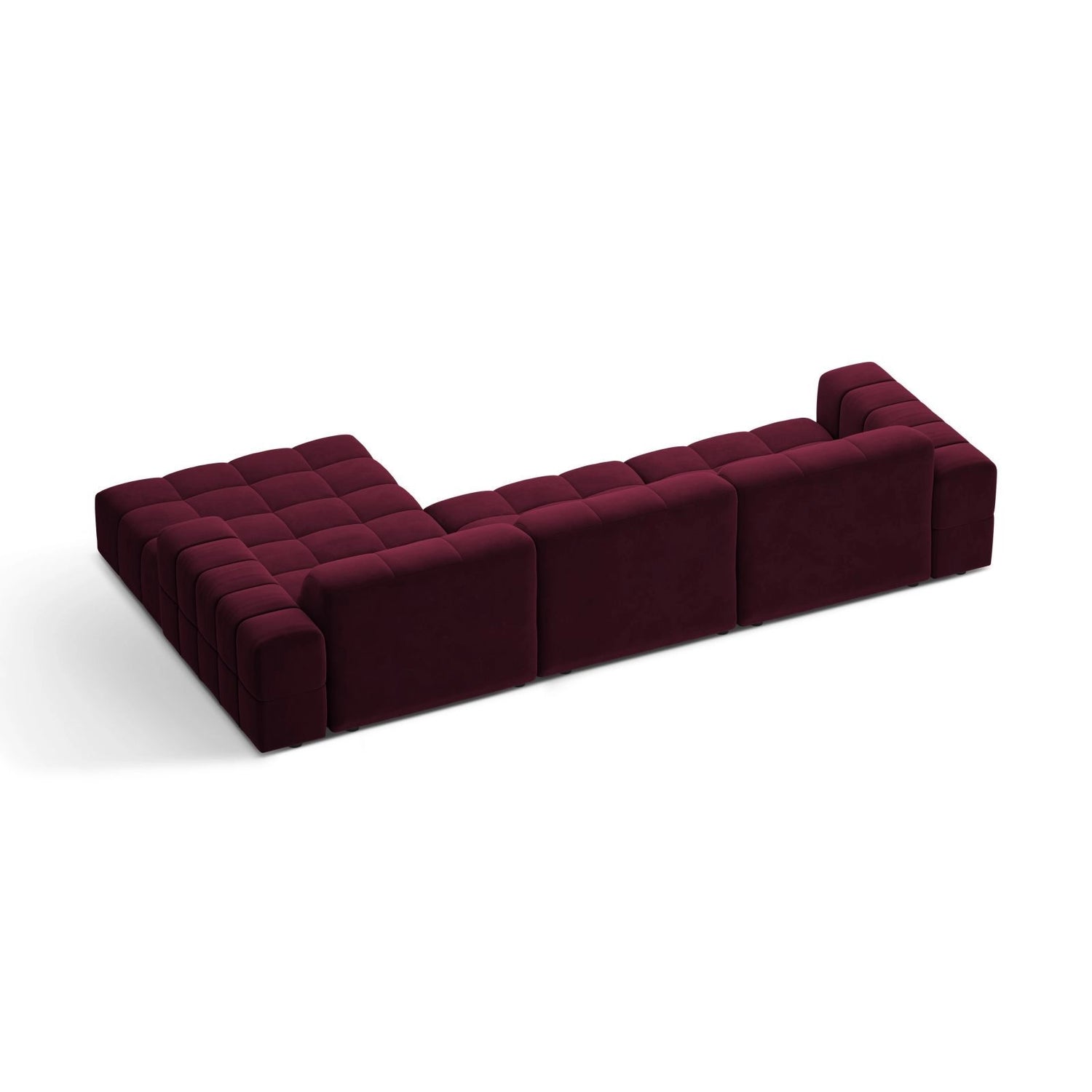 Chicago 4-Sitzer Ecksofa, Rechte Seite, aus Samt in Burgund (Venus 2932), 294x167 cm von Cosmopolitan Design – Bild 4