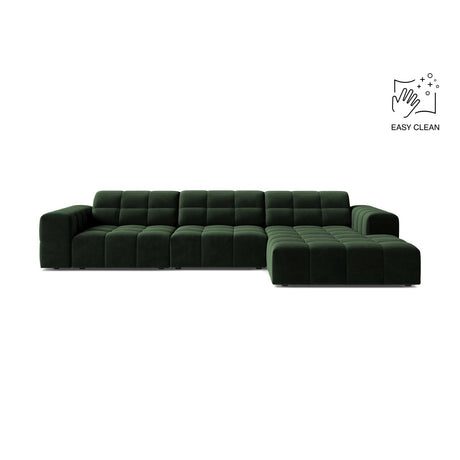 Chicago 4-Sitzer Ecksofa, Rechte Seite, aus Samt in Flaschengrün (Venus 2940), 294x167 cm von Cosmopolitan Design – Bild 1