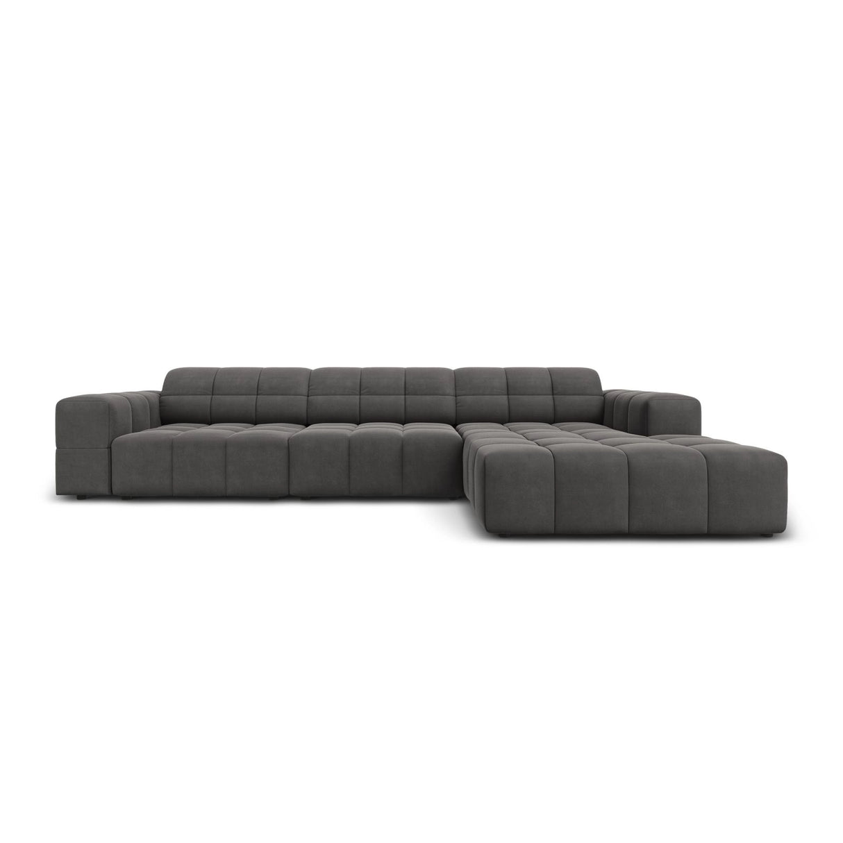 Chicago 4-Sitzer Ecksofa, Rechte Seite, aus Samt in Grau (Bluvel 14), 284x166x70 cm von Cosmopolitan Design – Bild 1