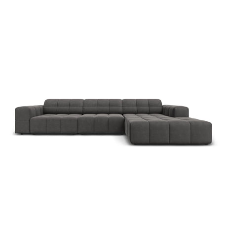 Chicago 4-Sitzer Ecksofa, Rechte Seite, aus Samt in Grau (Bluvel 14), 284x166x70 cm von Cosmopolitan Design – Bild 1