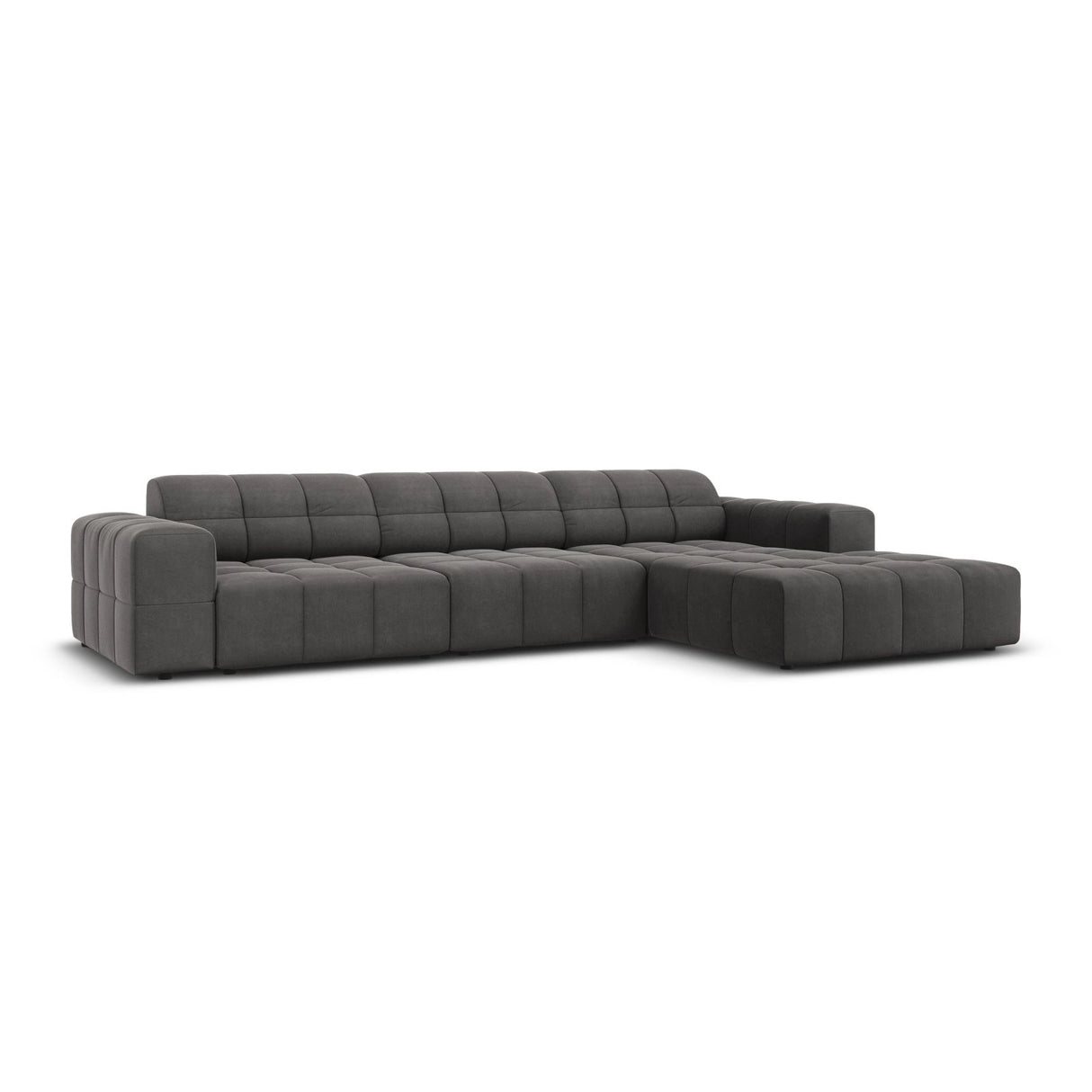 Chicago 4-Sitzer Ecksofa, Rechte Seite, aus Samt in Grau (Bluvel 14), 284x166x70 cm von Cosmopolitan Design – Bild 3