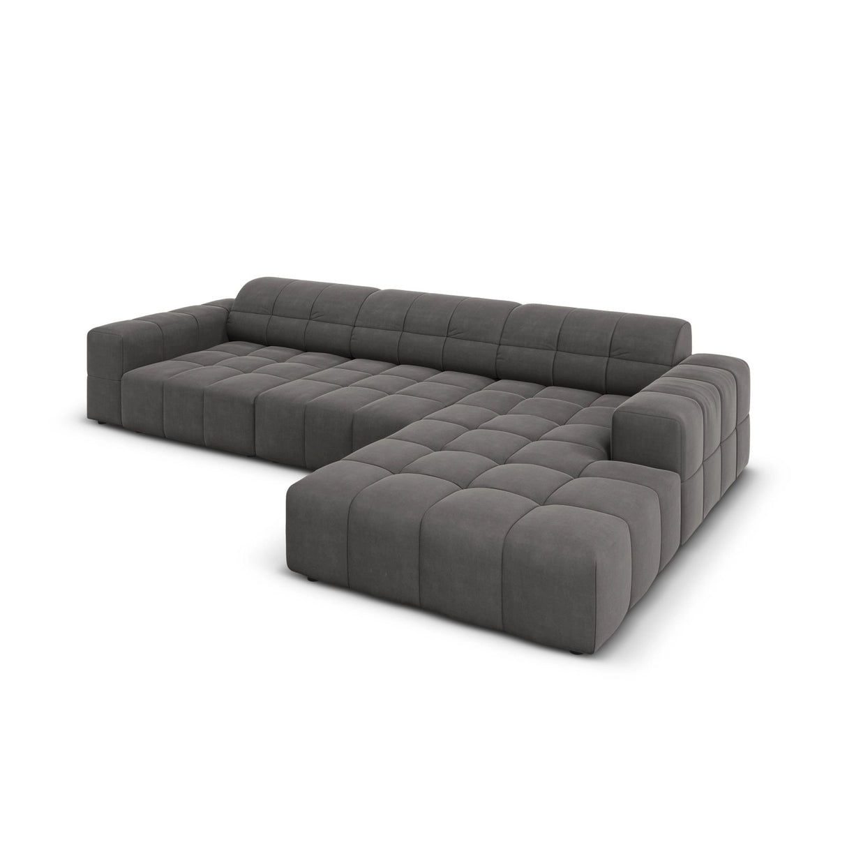 Chicago 4-Sitzer Ecksofa, Rechte Seite, aus Samt in Grau (Bluvel 14), 284x166x70 cm von Cosmopolitan Design – Bild 4