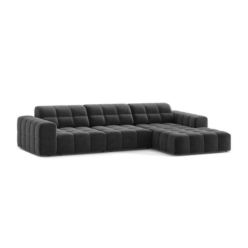 Chicago 4-Sitzer Ecksofa, Rechte Seite, aus Samt in Grau (Venus 2930), 294x167 cm von Cosmopolitan Design – Bild 3