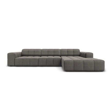Chicago 4-Sitzer Ecksofa, Rechte Seite, aus Samt in Hellgrau (Bluvel 13), 284x166x70 cm von Cosmopolitan Design – Bild 1