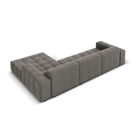 Chicago 4-Sitzer Ecksofa, Rechte Seite, aus Samt in Hellgrau (Bluvel 13), 284x166x70 cm von Cosmopolitan Design – Bild 5