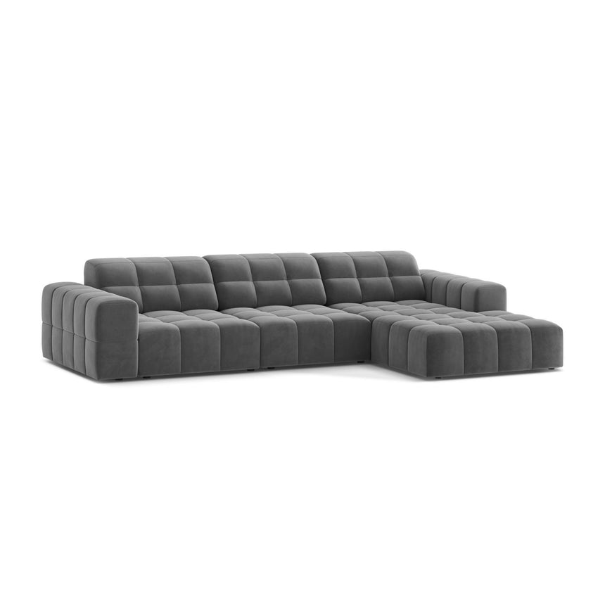 Chicago 4-Sitzer Ecksofa, Rechte Seite, aus Samt in Hellgrau (Venus 2929), 294x167 cm von Cosmopolitan Design – Bild 3