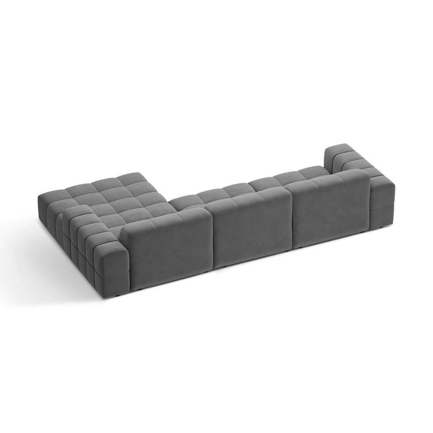 Chicago 4-Sitzer Ecksofa, Rechte Seite, aus Samt in Hellgrau (Venus 2929), 294x167 cm von Cosmopolitan Design – Bild 4