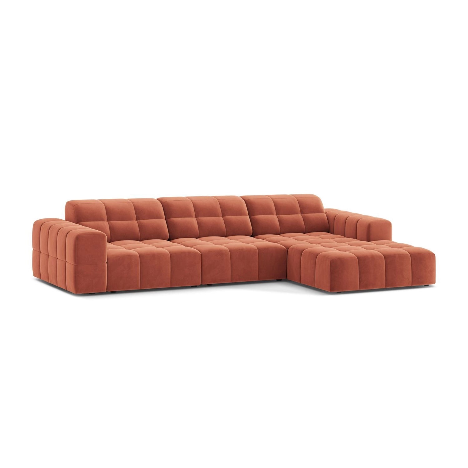 Chicago 4-Sitzer Ecksofa, Rechte Seite, aus Samt in Koralle (Venus 2933), 294x167 cm von Cosmopolitan Design – Bild 3