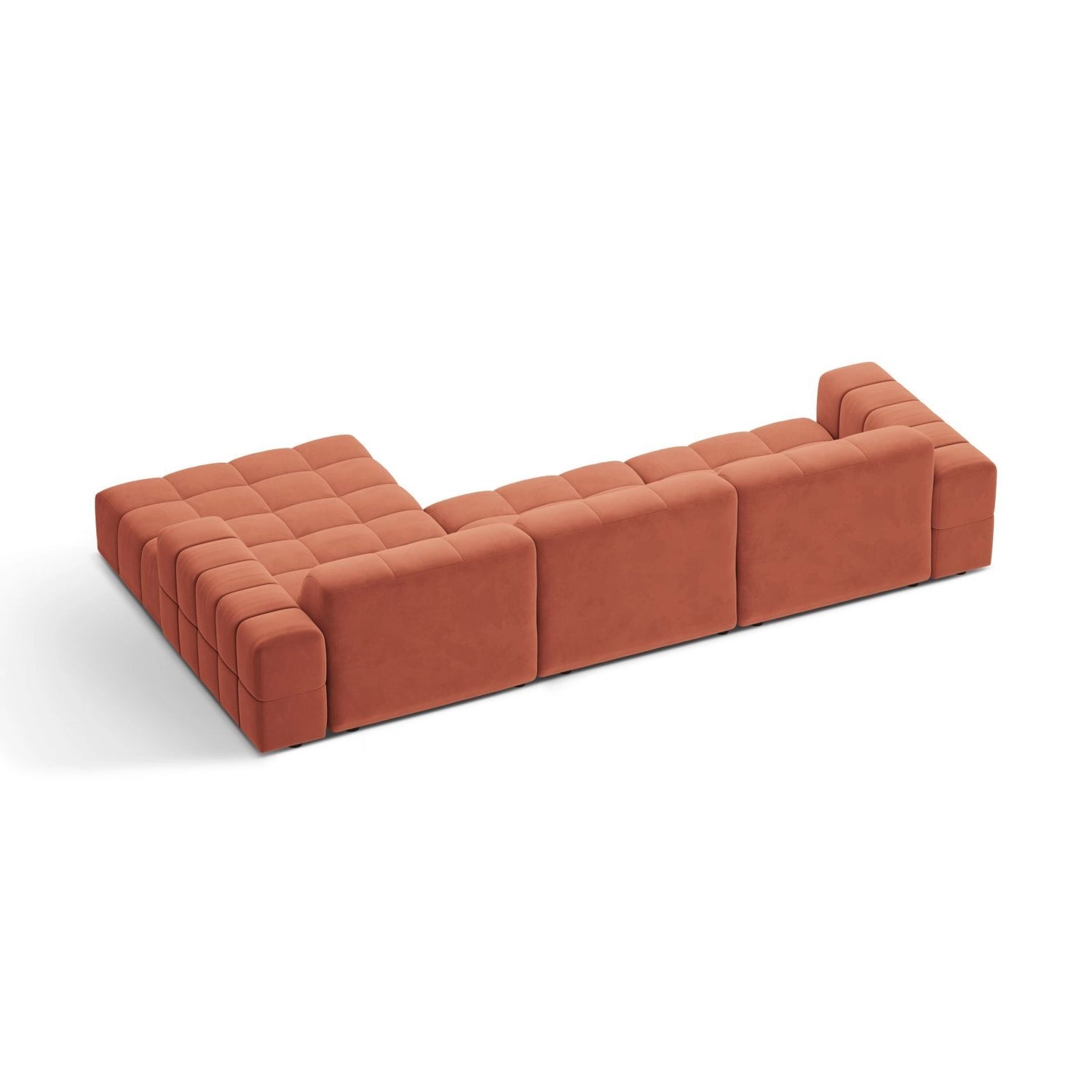 Chicago 4-Sitzer Ecksofa, Rechte Seite, aus Samt in Koralle (Venus 2933), 294x167 cm von Cosmopolitan Design – Bild 4