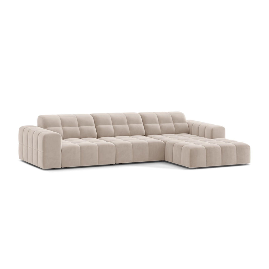 Chicago 4-Sitzer Ecksofa, Rechte Seite, aus Samt in Leichtes Beige (Venus 2927), 294x167 cm von Cosmopolitan Design – Bild 3