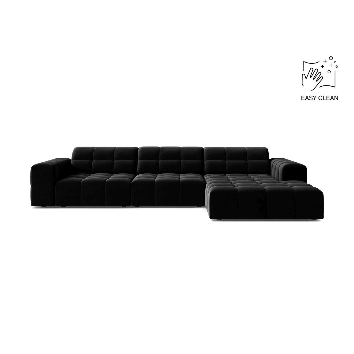 Chicago 4-Sitzer Ecksofa, Rechte Seite, aus Samt in Schwarz (Venus 2923), 294x167 cm von Cosmopolitan Design – Bild 1