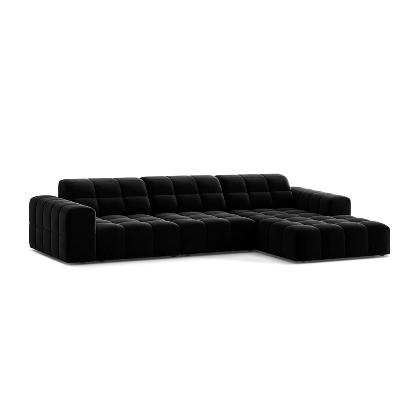 Chicago 4-Sitzer Ecksofa, Rechte Seite, aus Samt in Schwarz (Venus 2923), 294x167 cm von Cosmopolitan Design – Bild 3