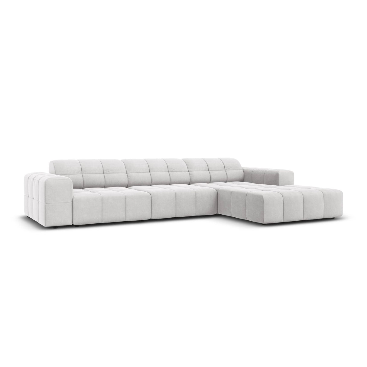 Chicago 4-Sitzer Ecksofa, Rechte Seite, aus Samt in Silber (Bluvel 03), 284x166x70 cm von Cosmopolitan Design – Bild 3