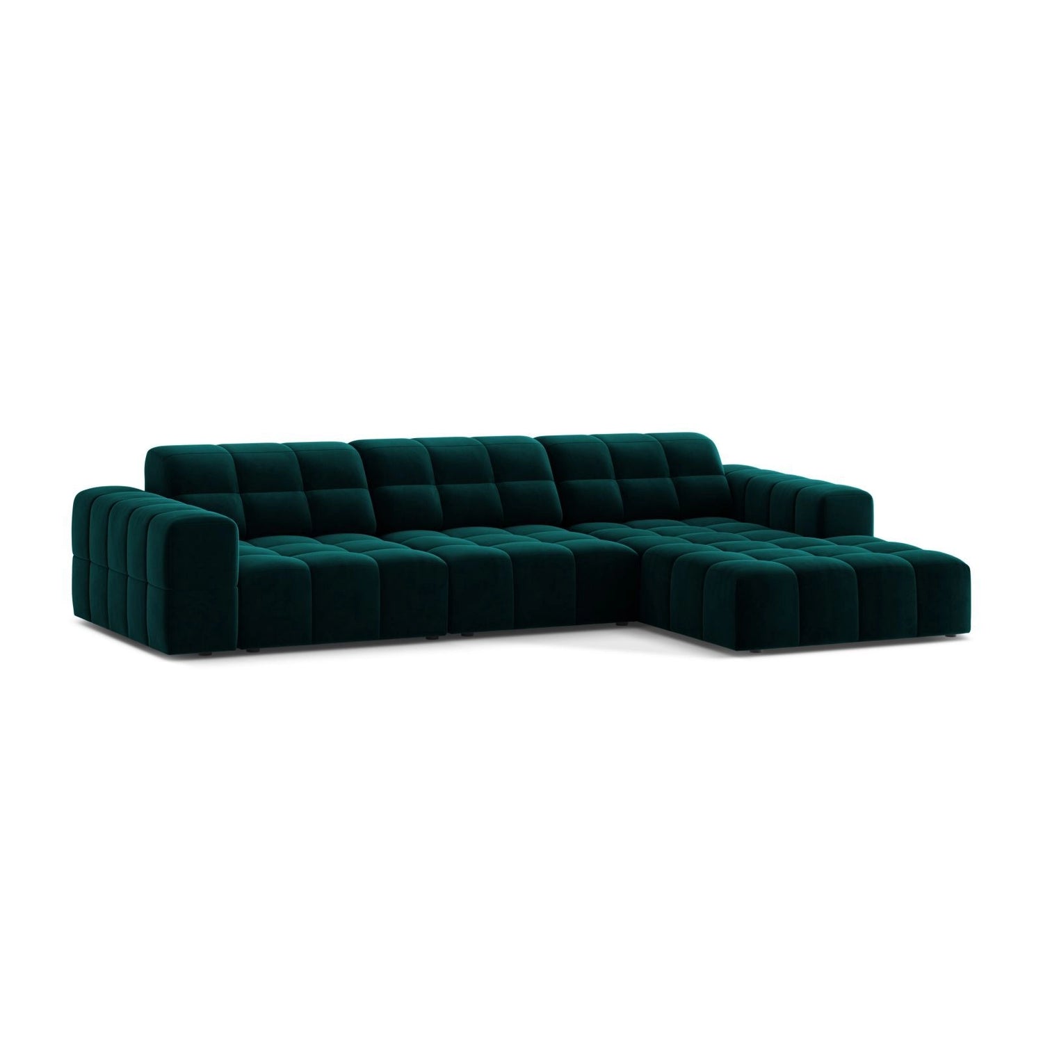 Chicago 4-Sitzer Ecksofa, Rechte Seite, aus Samt in Tiefes Petrol (Venus 2911), 294x167 cm von Cosmopolitan Design – Bild 3