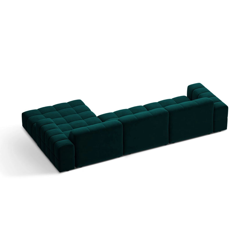 Chicago 4-Sitzer Ecksofa, Rechte Seite, aus Samt in Tiefes Petrol (Venus 2911), 294x167 cm von Cosmopolitan Design – Bild 4