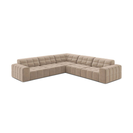 Chicago 4-Sitzer Ecksofa, Symmetrisch, aus Samt in Beige (Venus 2928), 285x285 cm von Cosmopolitan Design – Bild 2