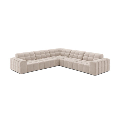 Chicago 4-Sitzer Ecksofa, Symmetrisch, aus Samt in Leichtes Beige (Venus 2927), 285x285 cm von Cosmopolitan Design – Bild 2