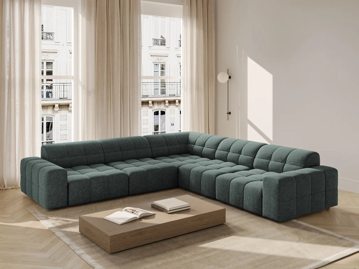 Chicago 4-Sitzer Ecksofa, symmetrisch, aus Chenille in Petrol (Haga 78), 287x287x70 cm von Cosmopolitan Design – Bild 2