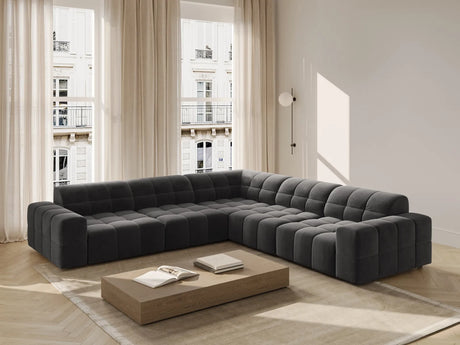 Chicago 4-Sitzer Ecksofa, symmetrisch, aus Samt in Grau (Bluvel 14), 287x287x70 cm von Cosmopolitan Design – Bild 2